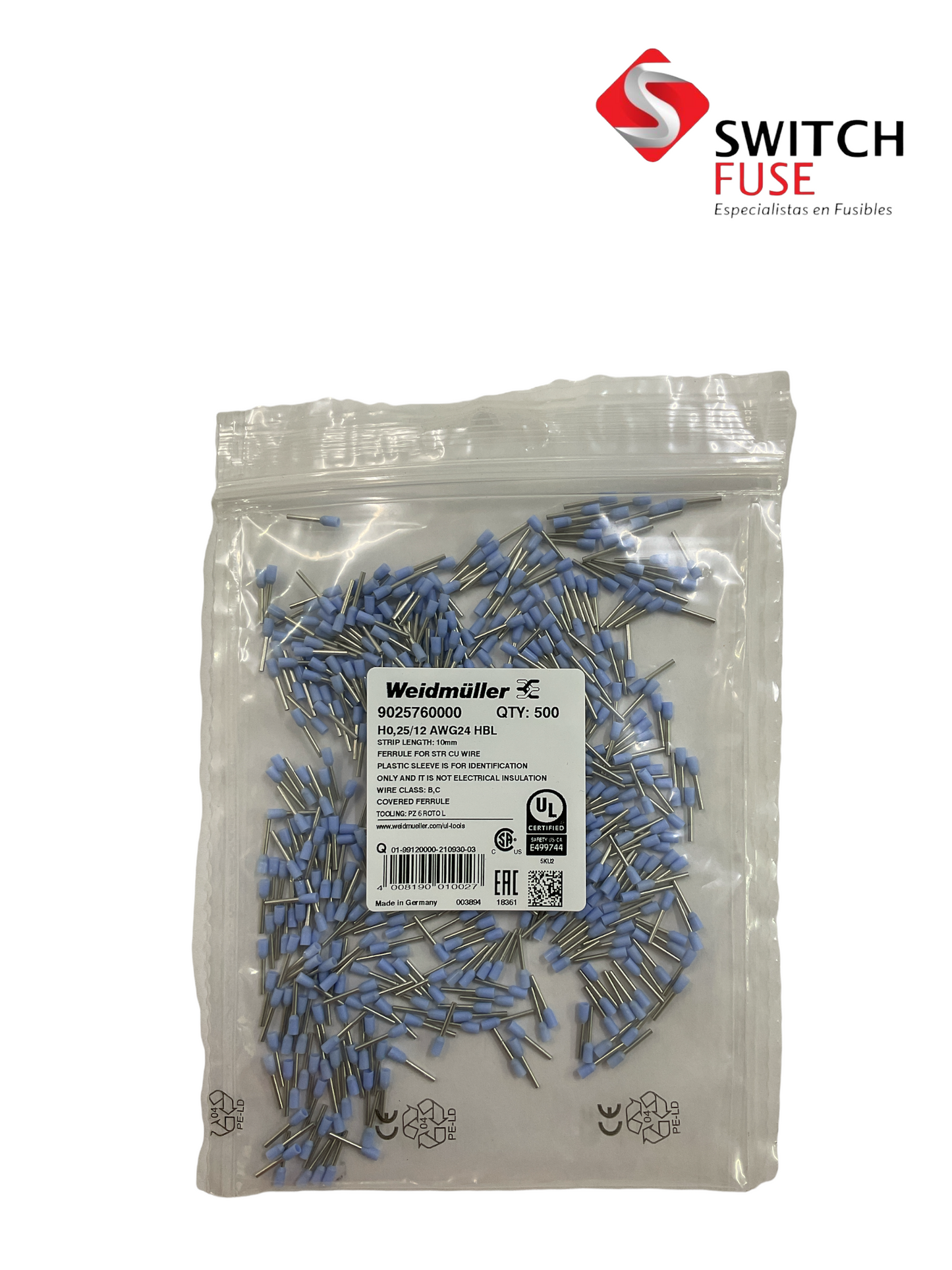 FERRULES AWG24 DE COLOR AZUL CLARO