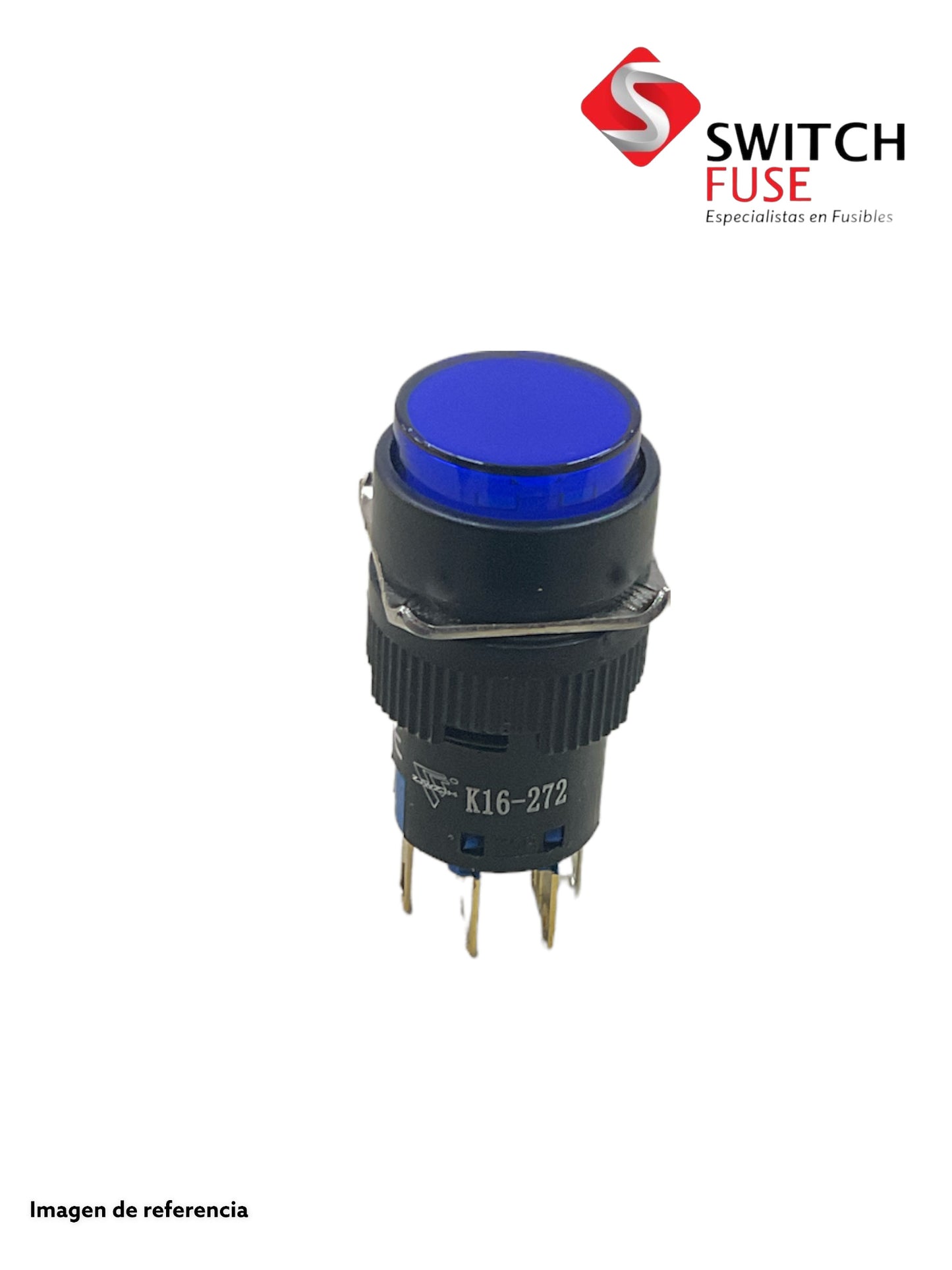 BOTON PULSADOR AZUL 16MM